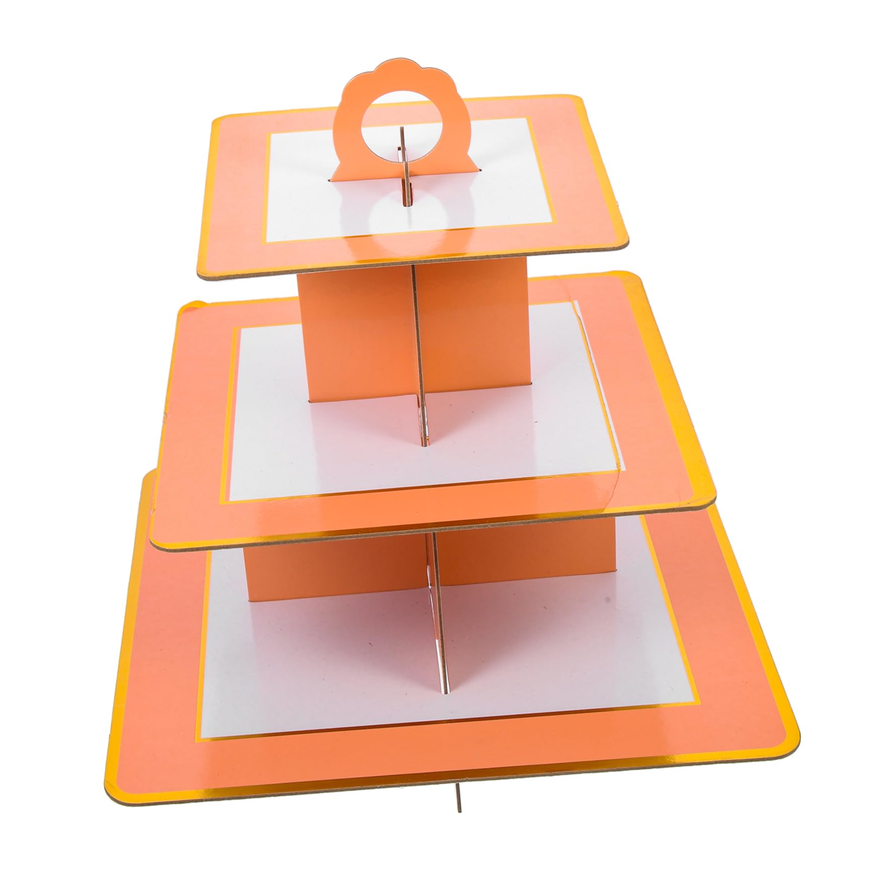 STOBAZA Square Cake Stand Cake Stand Tower Novelty Cupcake Stand Decorative Cake Holder Candle Holder Decor Household Dessert Rack Cupcake Toppers Cupcake Carrier Fruit Decor Paper Pink