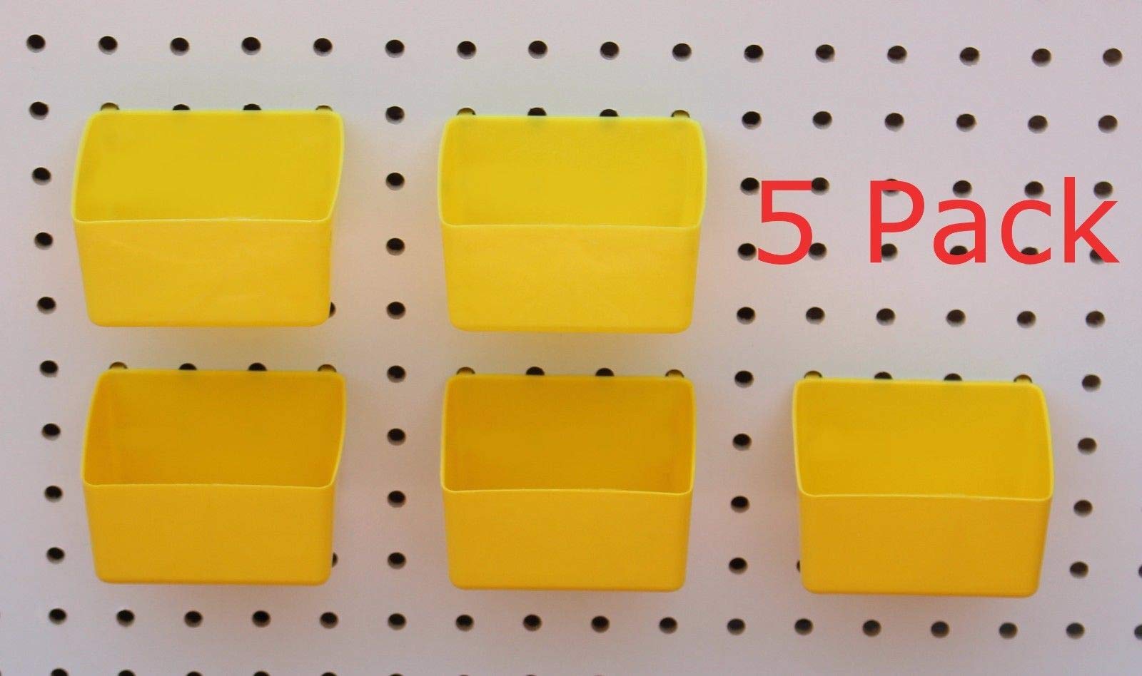 Small Plastic Pegboard Storage/Parts Bins - Multi-Pack - Red, Yellow, or Black (5, Yellow)