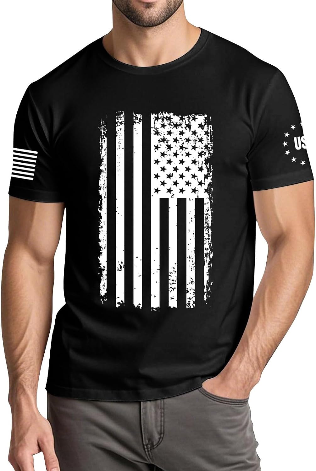 Men's 250 Anniversary America Shirts, Crewneck Short Sleeve Patriotic T-Shirt 4Th of July Shirt, M-3XL