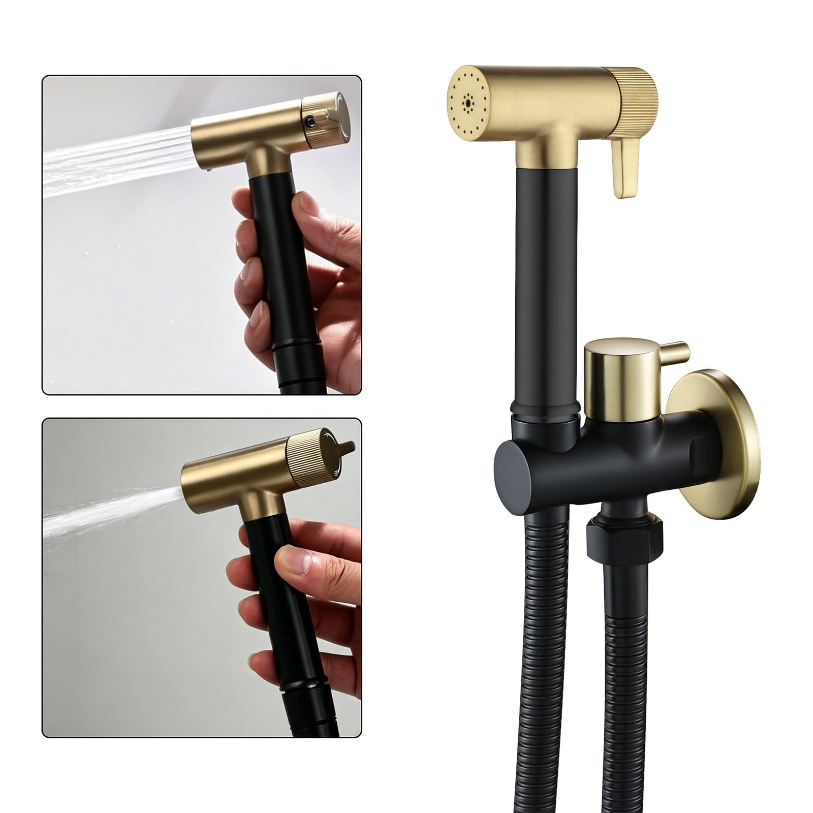 Bidet prysznicowy, kran bidet z regulowanym ciśnieniem wody, przenośny kran do toalety zestaw prysznicowy z zaworem i wężem prysznicowym 1,2 m, prysznic bidet do toalety pełna toaleta