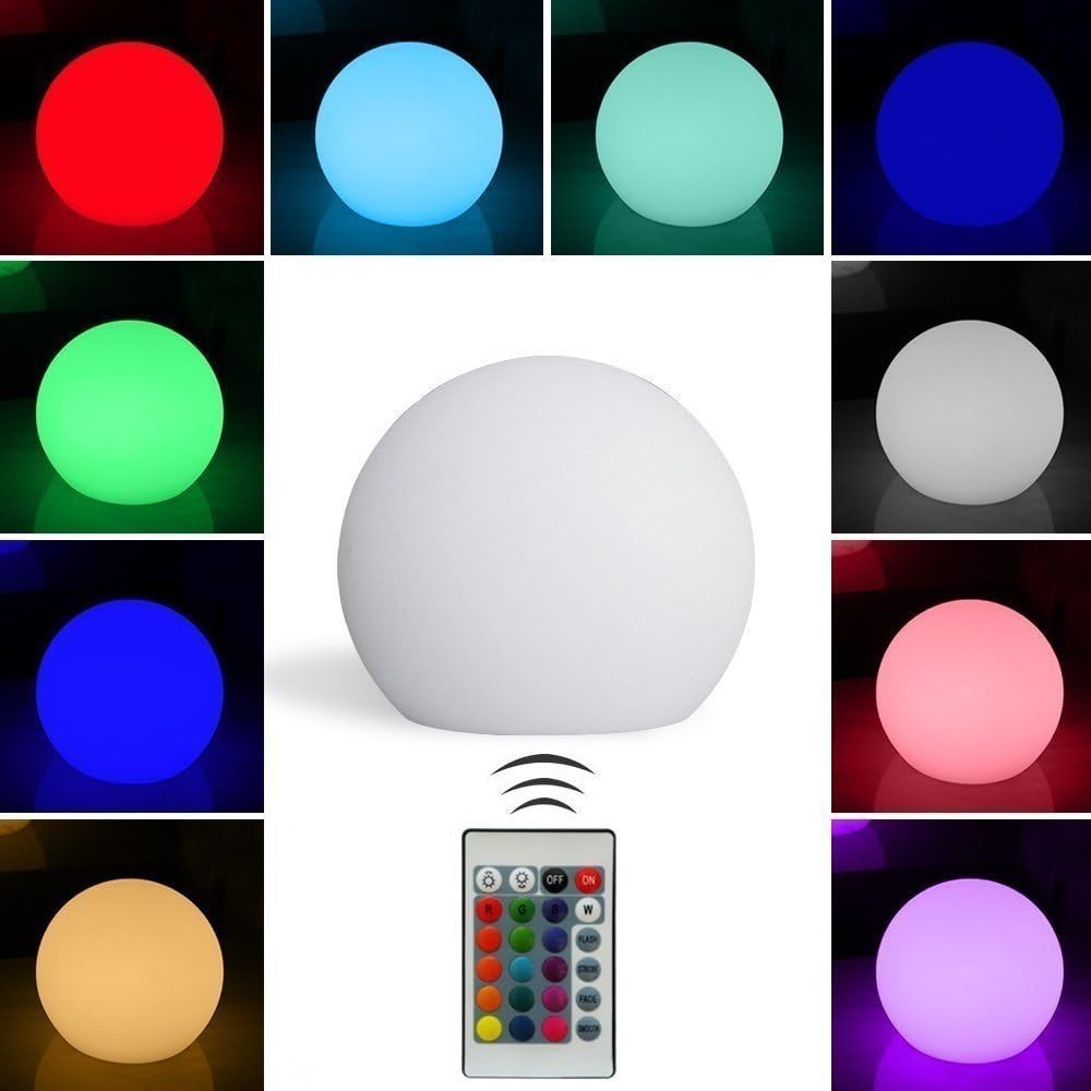 LED Solar Light Ball Cordless Night Mood Lights Remote Control Rechargeable Pool light RGB Color Changing Floating Orb (12.1")