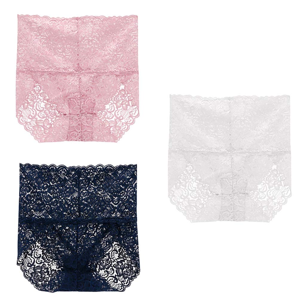 Bikinis majtki do talii, damskie, koronkowe, maxi, majtki podstawowe, maxi, Combo, 3 sztuki, damskie, bawełniane, seksowne legginsy (kolor: A, rozmiar: XXL)