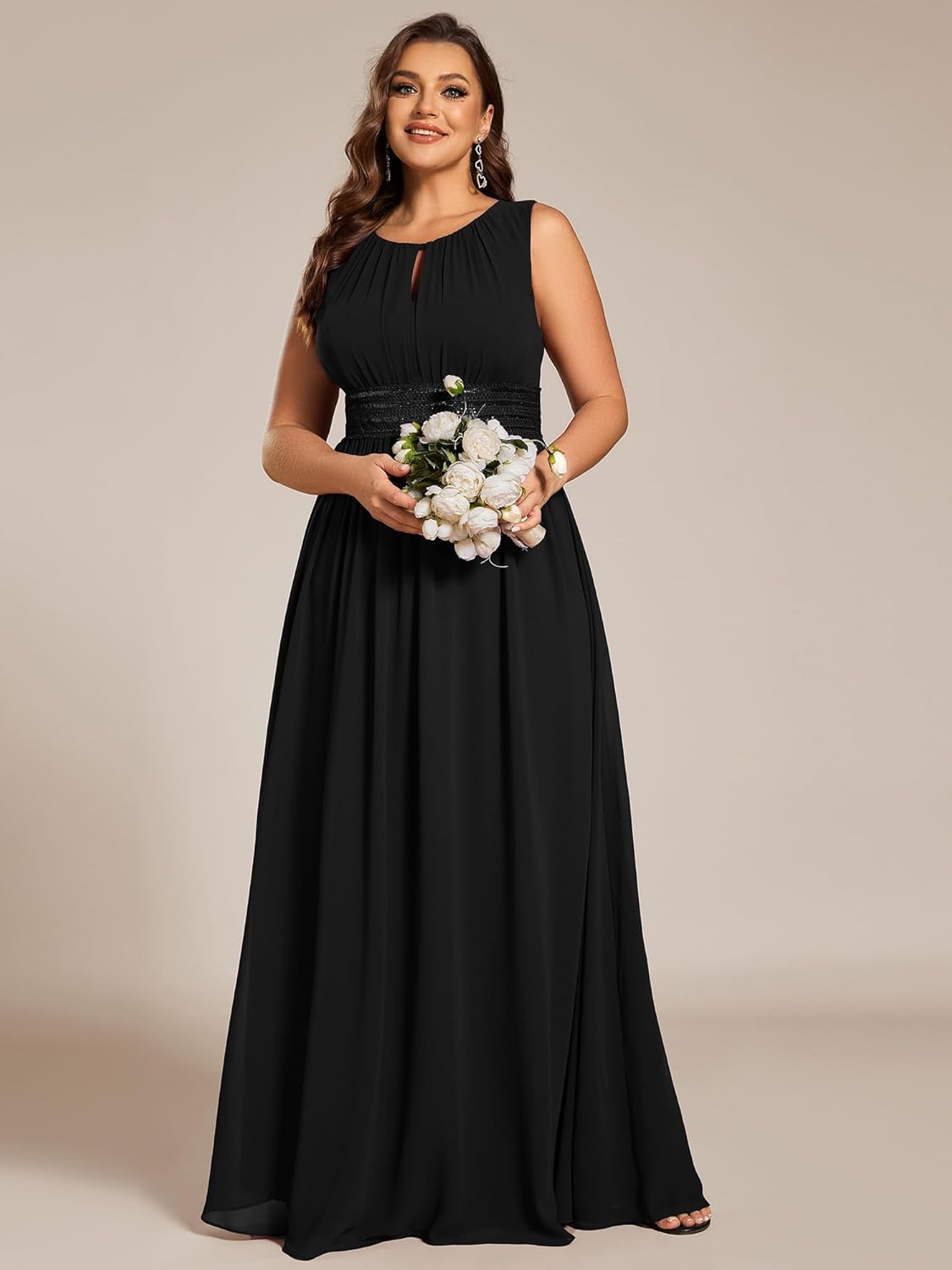 Ever-Pretty Plus Women's Round Neck Sleeveless Empire Waist Maxi Plus Size Formal Gowns Bridesmaid Dresses - Image 4