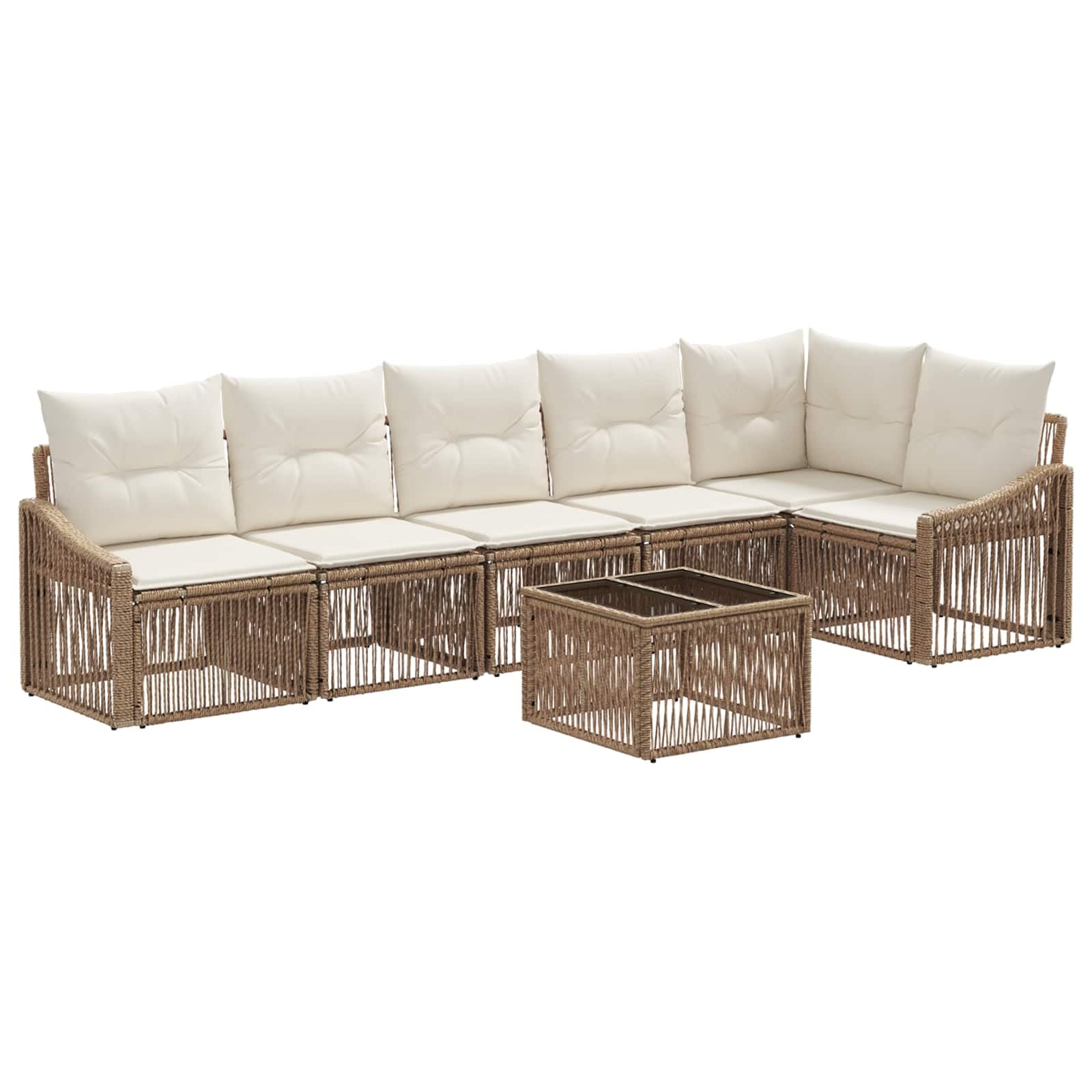 Sofa moderne en rotin beige pour terrasse ensoleillée et soirées d'été conviviales