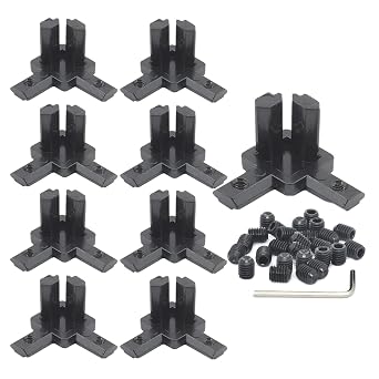 8 Sets 2020 Aluminum Extrusion 3 Way End Corner Bracket 20 Series V T Slot Hardware Tri Cap Connector with M5 Screw for 2020 2040 Black Extruded Aluminum Profile