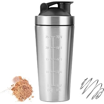 Protein Shaker 750 ml Protein Bottle Stainless Steel Shaker with Ball Shake Cup Protein Shaker Protein Shaker Fitness Shaker Cup Steel Bottle for Protein and Sports Drinks