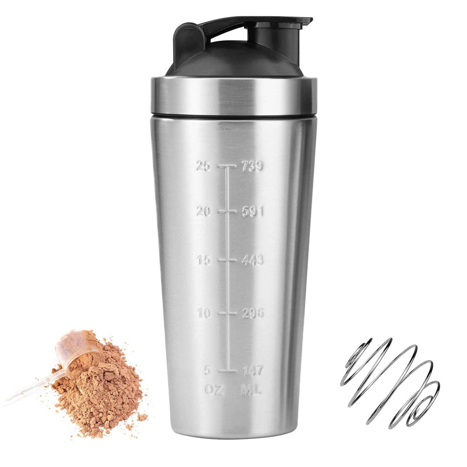 Bottiglia shaker per proteine da 600ml con sfera di miscelazione in