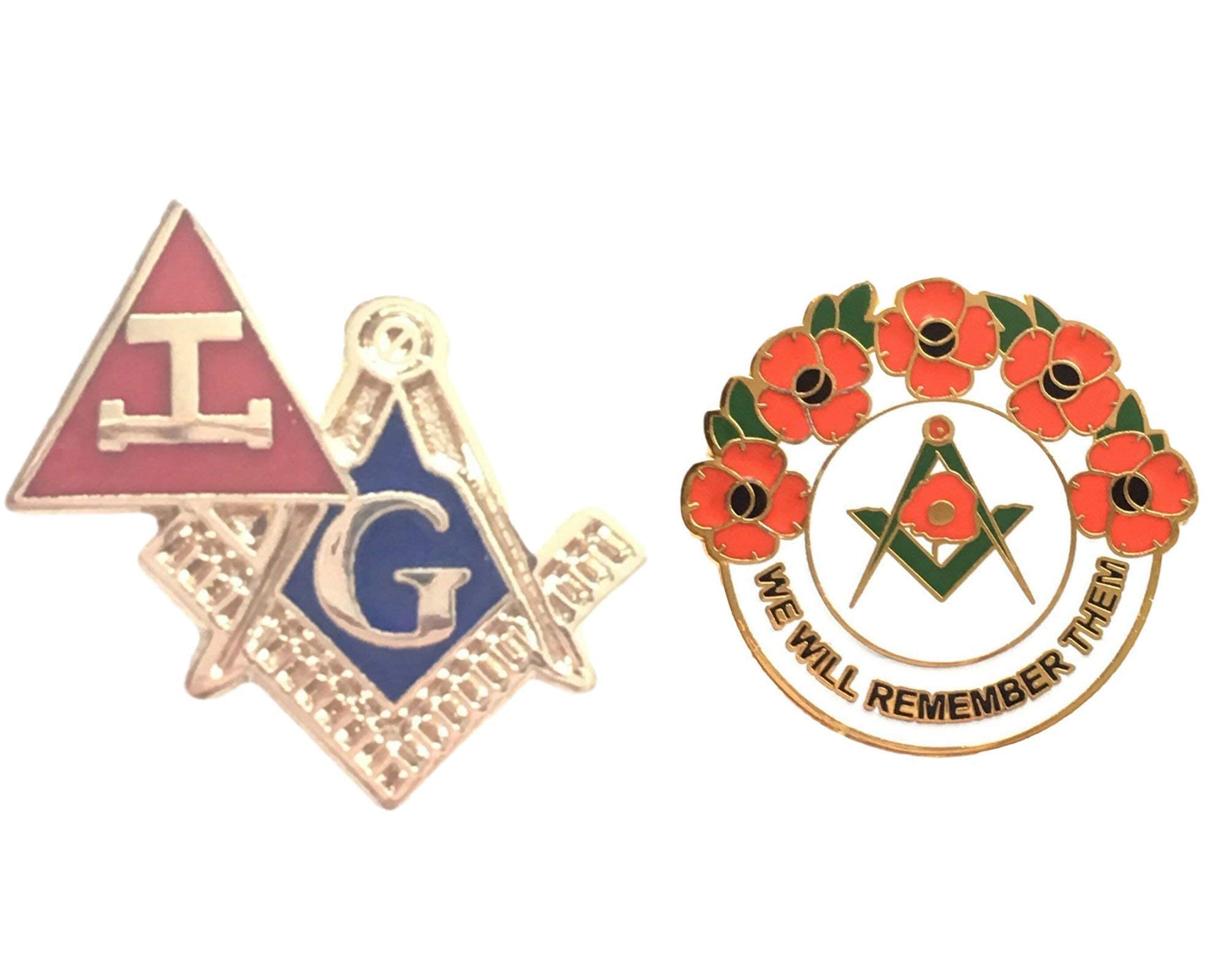 Smartbadge® Royal Arch Triple Tau & Masonic Crest Freemason Badge And Masonic We Will Remember Hard Enamel Lapel Pin Badges