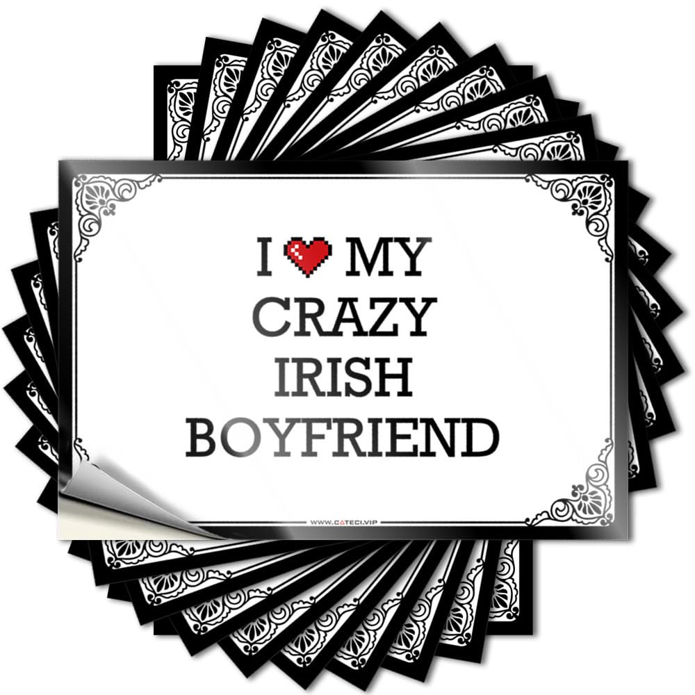 I Love My Crazy Irish Boyfriend Gamers Accessories Teacher DIY | Personalized Tattoo Water Removable Vinyl Sticker Decal(8X12CM)