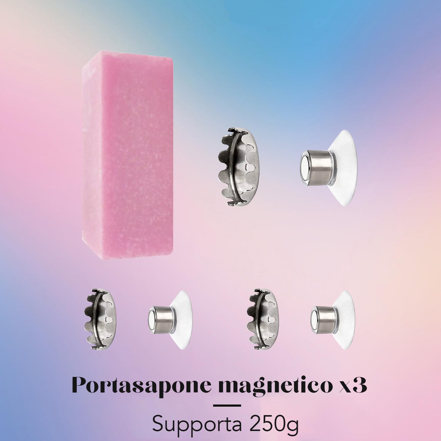 Portasapone Magnetico A Ventosa In Acciaio Inox: 3 Pezzi, Senza Fori, Fissaggio Potente Per Bagno E Cucina
