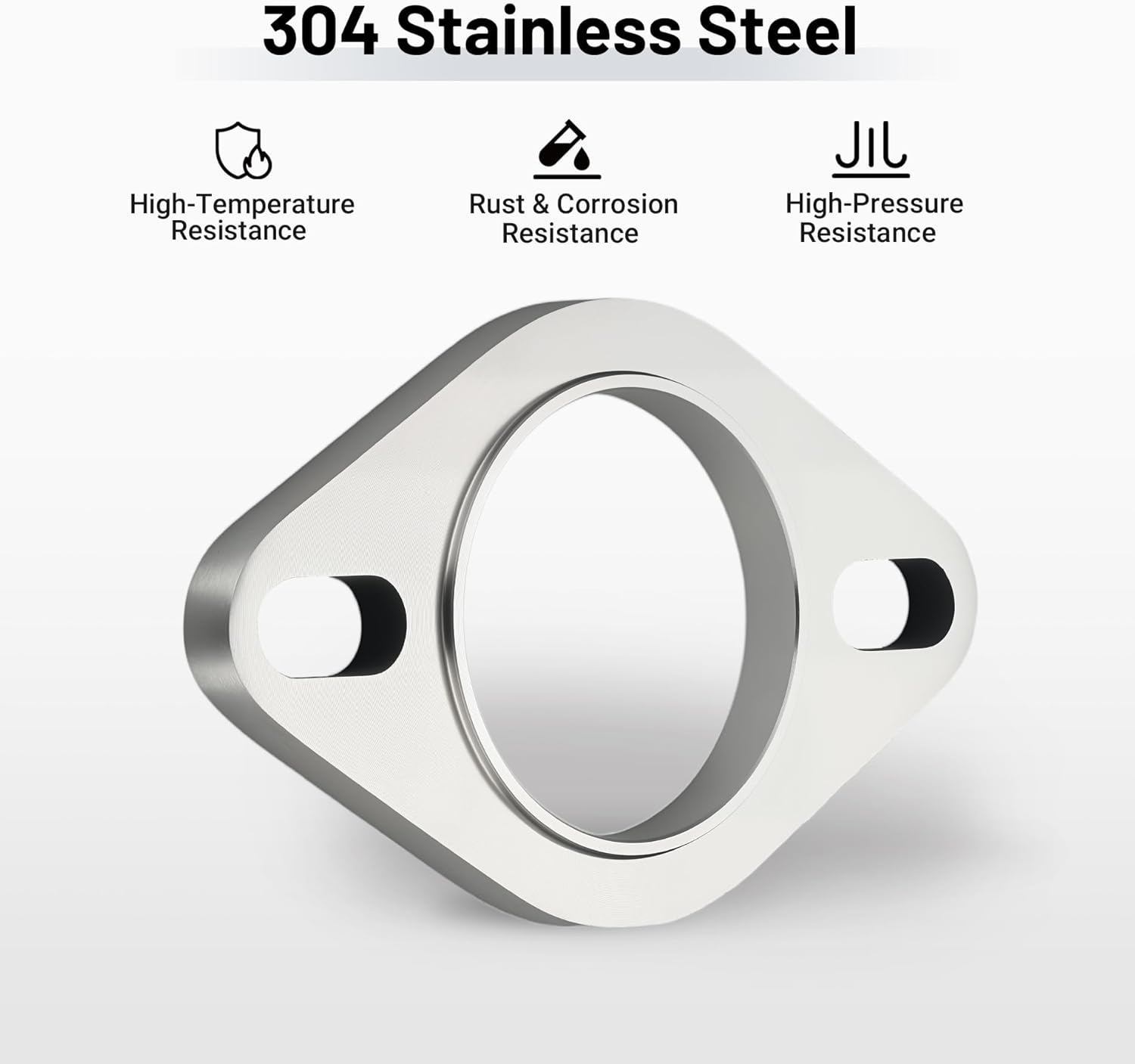EVIL ENERGY 2 Inch 2 Bolt Exhaust Flange Connection Kit, Stainless Steel Exhaust Flange and Gasket Set, Exhaust Flanges with Flange Edge for Easier Welding, 1 PC