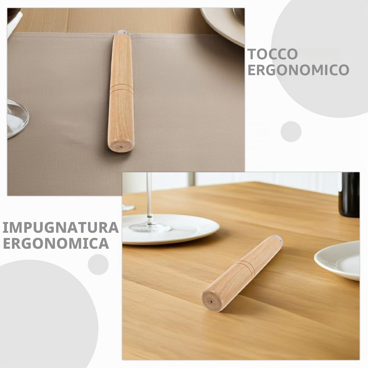 Manico Padella in Legno Massello 2 Pezzi Design Resistente al Calore Compatibile Universalmente per Pentole e Padelle in Cucina Domestica e Ristorante