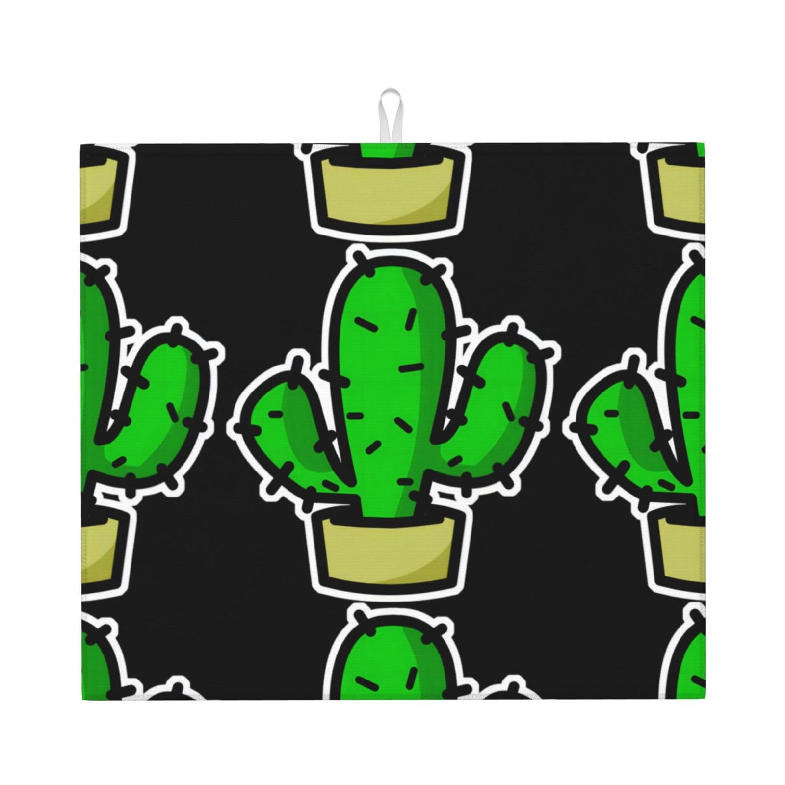 YYHWHJDE cactus Prints Kitchen Drying Mat - Absorbent Dish Drying Throw with Vibrant Prints, Quick-Dry Countertop Layer for Dishes & Appliances - Non-Slip & Foldable