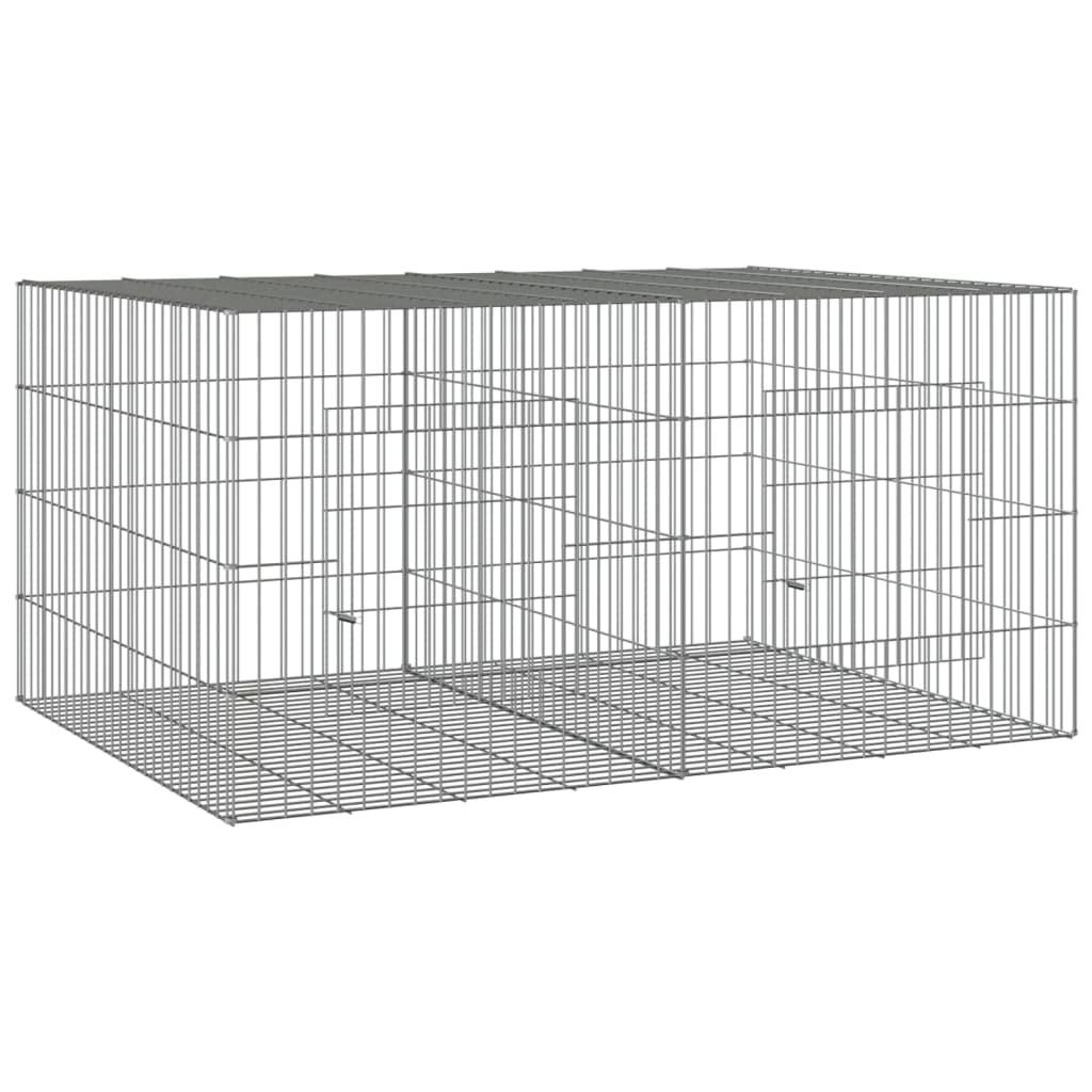 Kaninchenkäfig, 2 Paneele, 110 x 79 x 54 cm, aus verzinktem Eisen, Laufstall für Kleintiere mit separaten Fächern, belüfteter Kaninchenstall, robust und langlebig