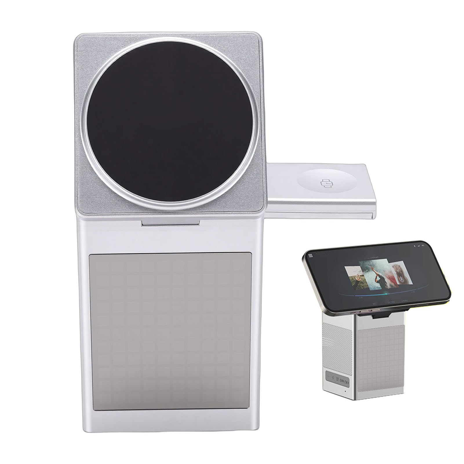 Station de Charge sans Fil 3-en-1 avec Haut-Parleur Bluetooth et