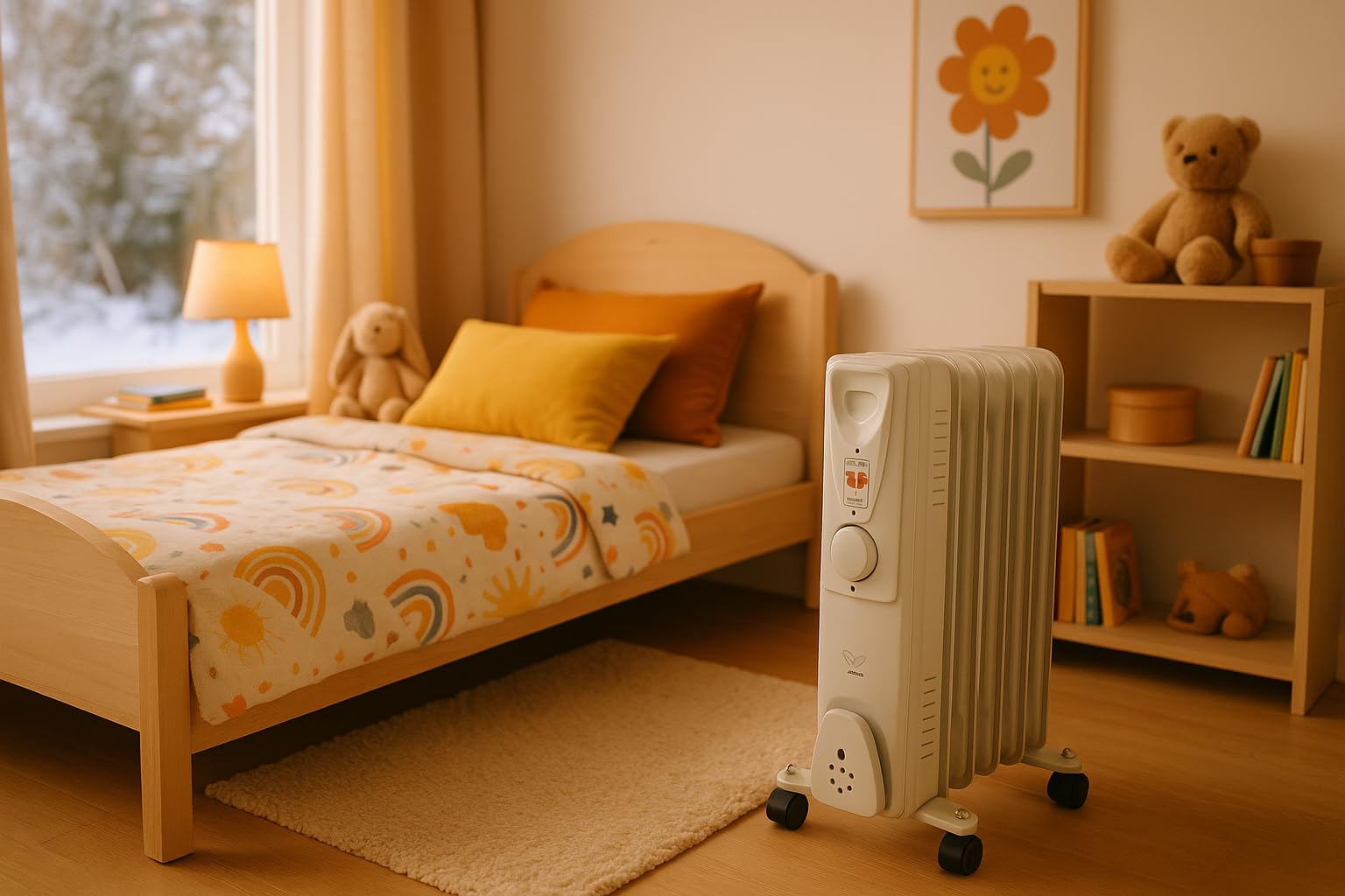 Radiateur mobile bain d'huile 1000W - blanc - Voltman