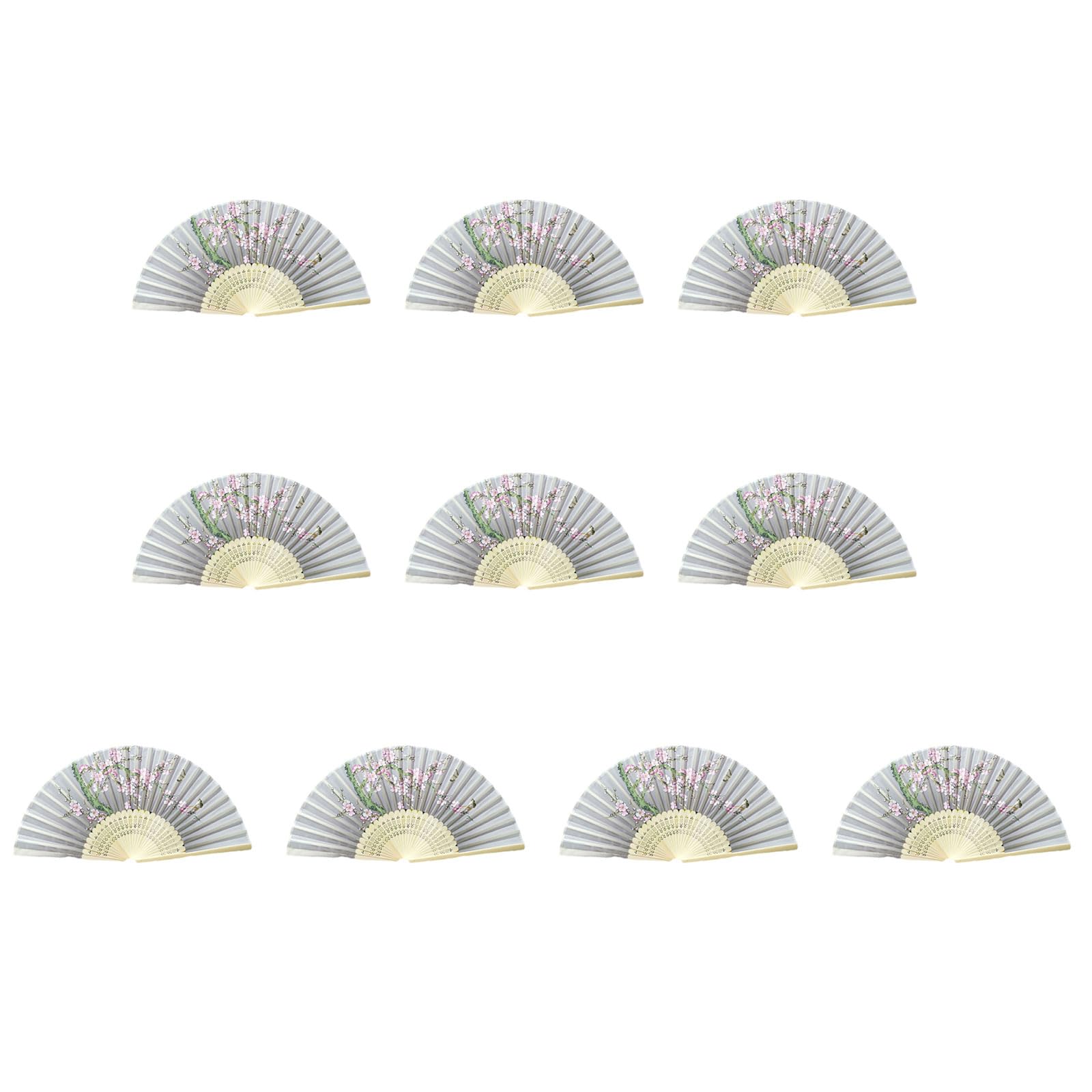 Tsophreniq Of 10 Bamboo Folding Fans Traditional Chinese Handheld Fan with Elegant Carvings for Cooling and Decoration Bamboo Fan