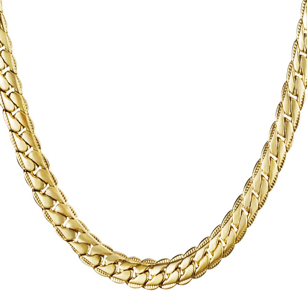 Cuccu 18K Gold Plated Necklace Hip Hop Men Jewelry 6 MM Wide Snake Chain Hip Hop Necklace