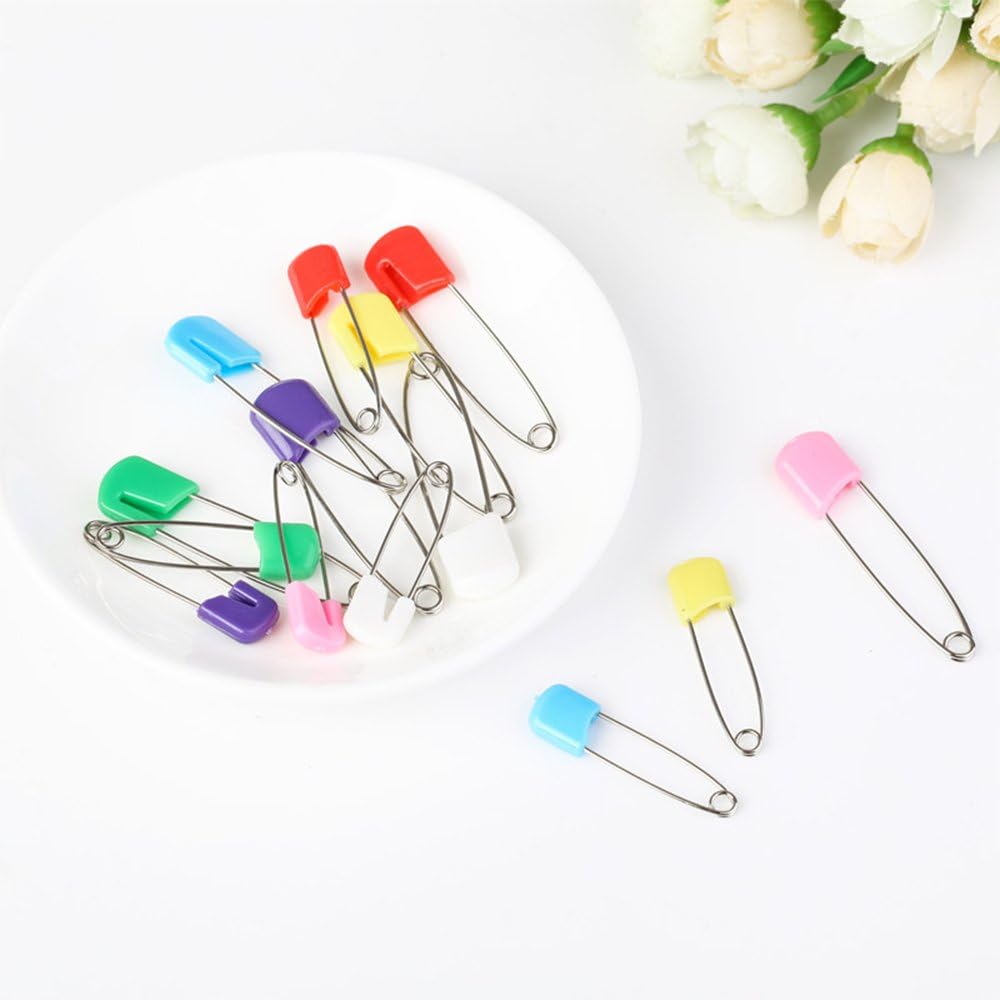 U-M pulabo Safety Pins Multi-Colored Nappy Pins Reusable Plastic Head Infant Diaper Pins 5Pcs Beautiful : Baby
