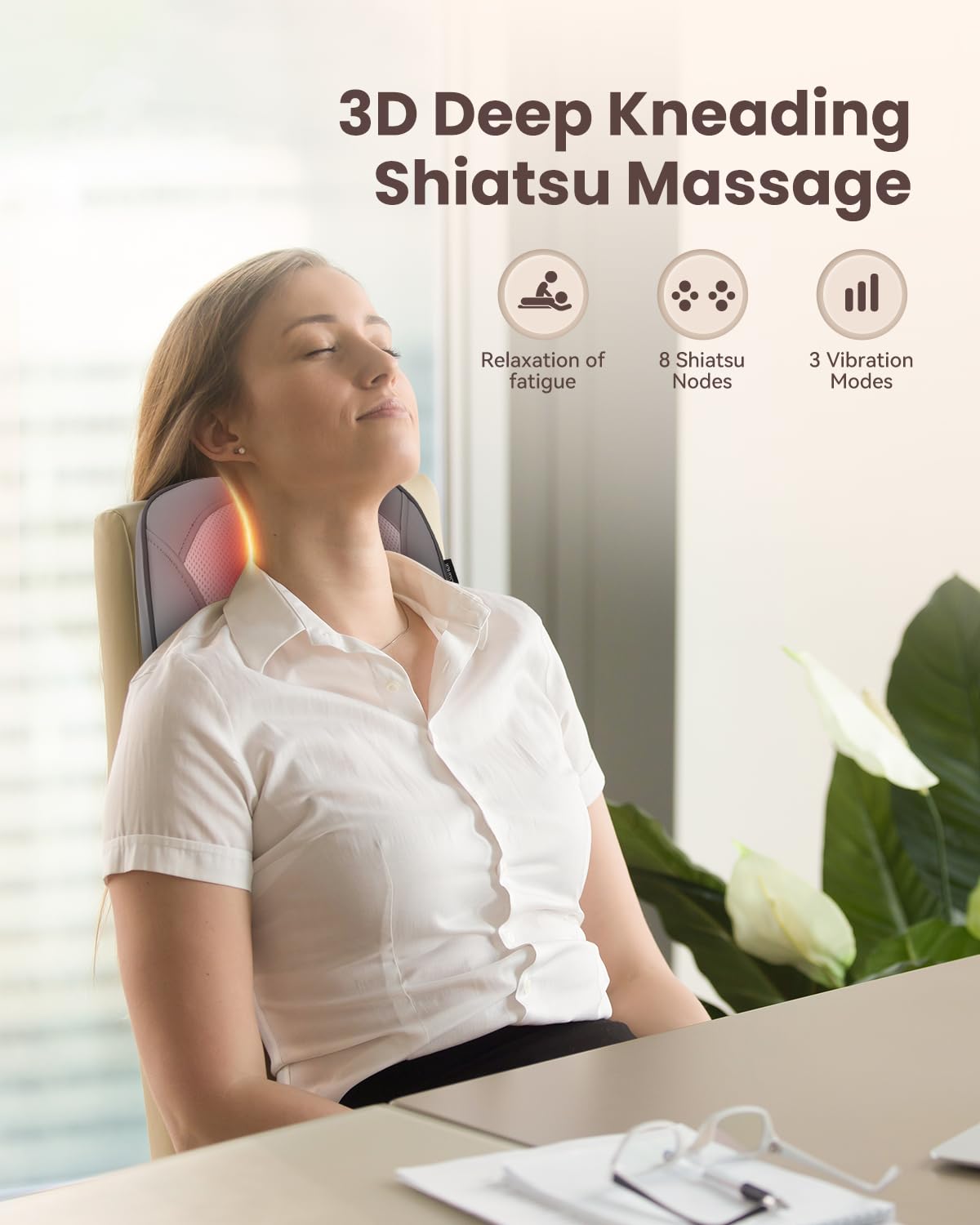 Comfier Masajeador Shiatsu, Masajeador Cervical y Espalda con Calor, Masajadora Shiatsu 4D Masajeador Cervical, Alivio del Dolor Muscular de Cuello, Espalda, Piernas, Regalos para Mujeres (Gris)