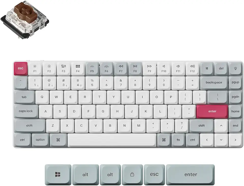 Keychron K3 Max Low-Profile Wireless Mechanical Keyboard Hot Swappable, 75% Layout 2.4 GHz Bluetooth QMK White Backlight Ultra-Slim with Gateron Brown Switch Compatible with Mac Windows Linux