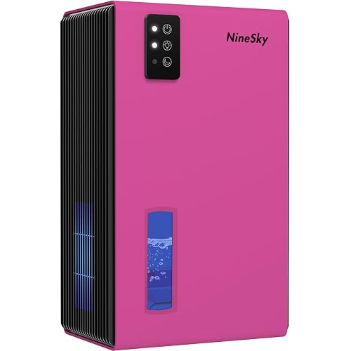 NineSky Dehumidifier,98 OZ Dehumidifiers for Home,(1100 sq.ft) Dehumidifiers for Basement Bathroom Bedroom with Auto Shut Off, Switchable 7 Colors Light(Zebra-Gray)