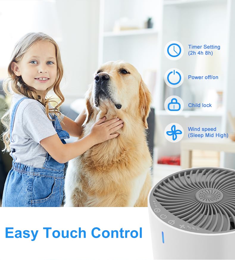 Image of CPENSUS Air Purifier For Bedroom Coverage 107 Ft True H13 With Activated Carbon Filter Aromatherapy Child-Lock Timer Portable For Living Room Home Office Deodorizing Tech., White