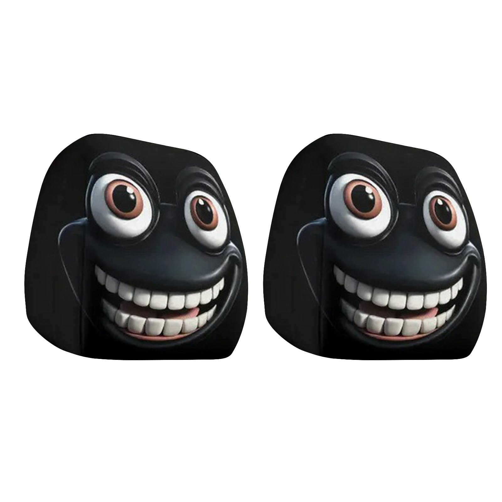 HDOYTXXM 2 Car Headrest Covers Cartoon Face Flexible Stretch for Most Vehicles Washable Tear Resistant Seat Pillow Protectors Cartoon Headrest Cover for