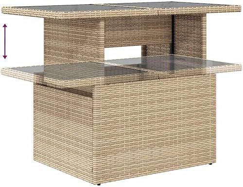 Miniatura 8 de 8 Piece Garden Sofa Set in Beige and Cream White with Modular Seating and Removable Cushion Covers, Weather-Resistant Outdoor Furniture for Patio