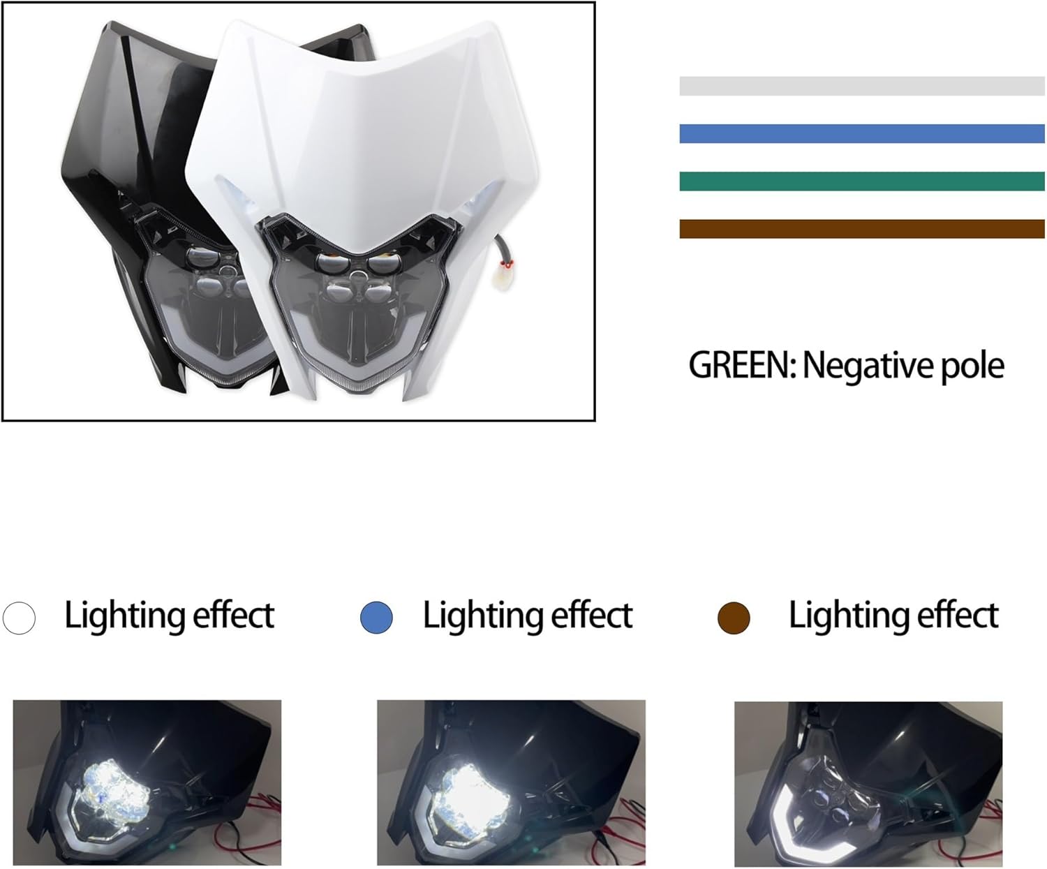 Enduro Motorcycle LED Headlight Assembly Compatible with CRF 150 230 250 300 450 Off Road Racing Supermoto Headlamp Fairing Modified(RGB V1)
