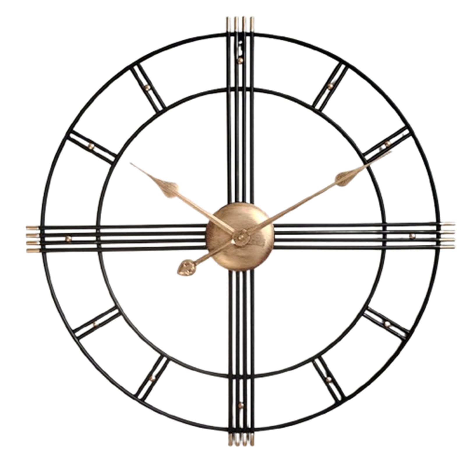 NHDVDVAV Vintage Wall Clocks for Bedroom, Office & Classroom, Silent Non-Ticking Clocks,Round Metal Frame Clock for Kitchen, Office, Living Room Decor,B,60cm/24in