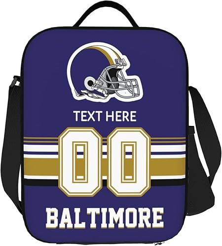 Vista 130 de Bolsa de almuerzo personalizada de Nueva Inglaterra, regalos para hombres, mujeres, fanáticos, con nombre y número personalizados, correas de hombro