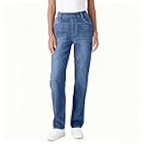 Jeans for Women Stretchy High Waist Tummy Control Fake Denim Pants Elastic Waisted Slim Fit Straight Leg Casual Work Trousers