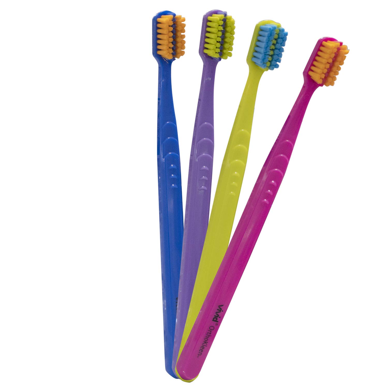 Vivid Ultra Soft Orthodontic Toothbrush with Filament 0.10mm - Individually Pack, Assorted Color - Great for Travel Portable - OrthoKleen (Pack of 12)