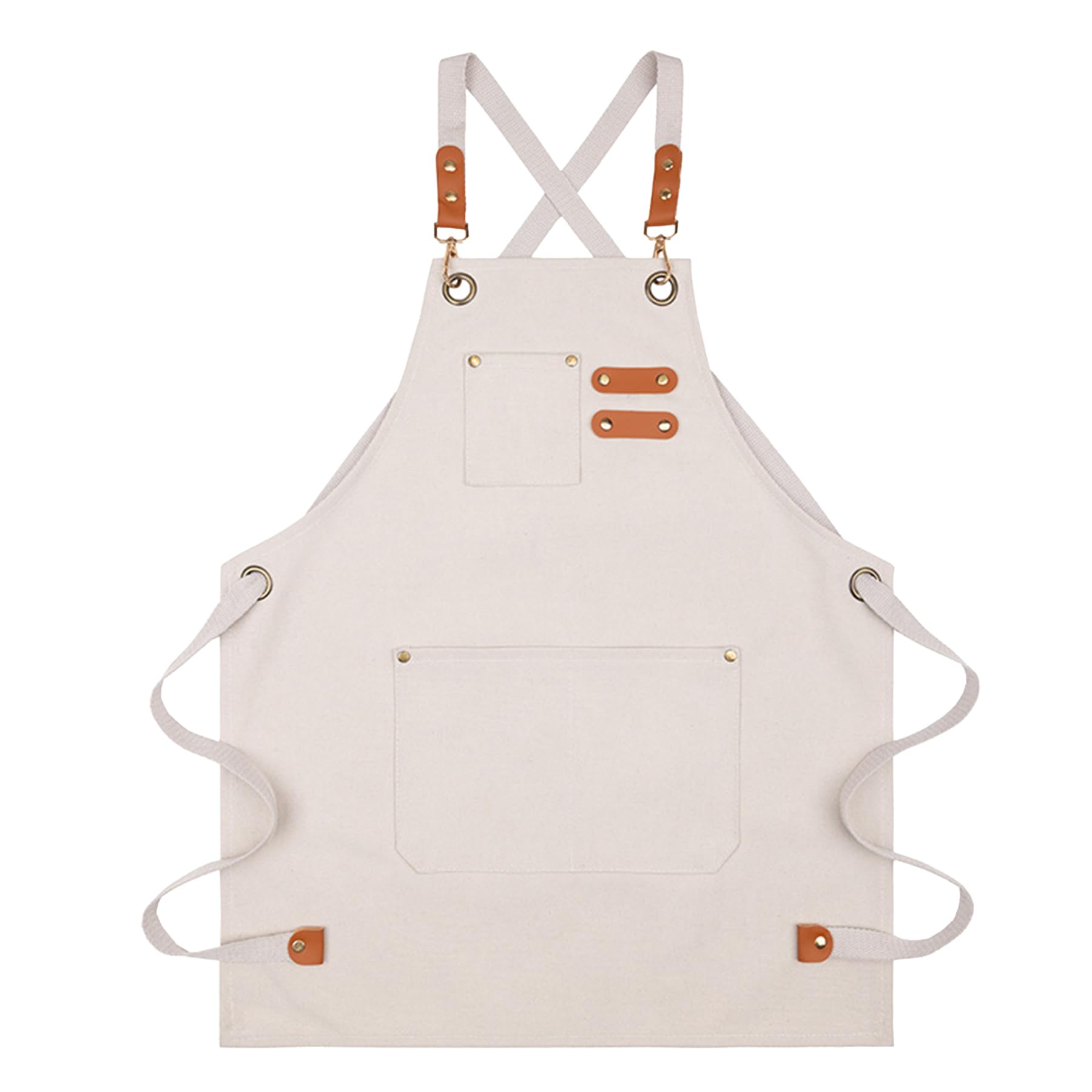 MAIGO Kids Apron - Waterproof Cotton Canvas Kids Apron with Pockets, toddler boy aprons, Kids Aprons for Cooking, Chef Pinafore for Kids age 8 9 10 11 12, Pinafore for Kitchen Baking Painting (BEIGE)