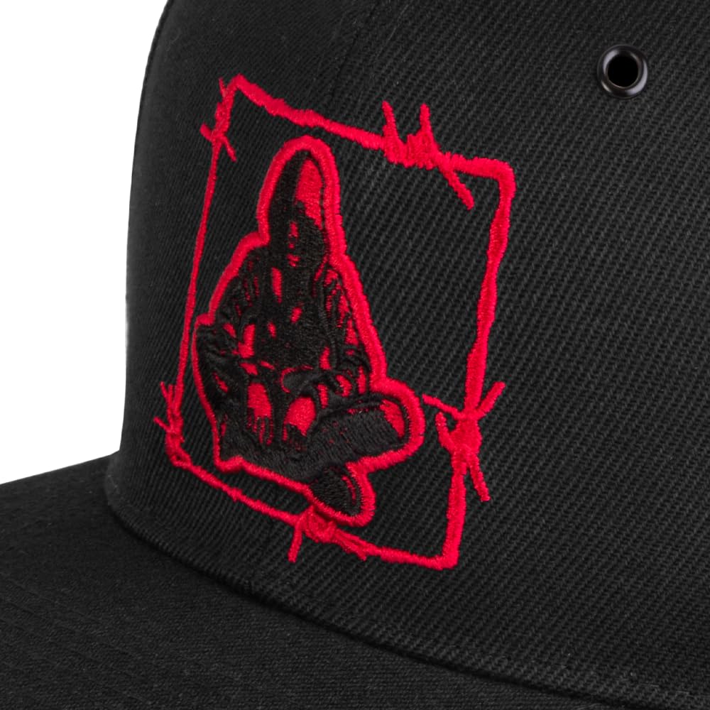 Nebelkind Casquette Snapback-Hommes Femmes Barbed Wire 2 Noir Rouge, Taille Unique onesize, Taille réglable, Unisexe, Style Streetwear, Casquette de Baseball avec visière Droite, Retro