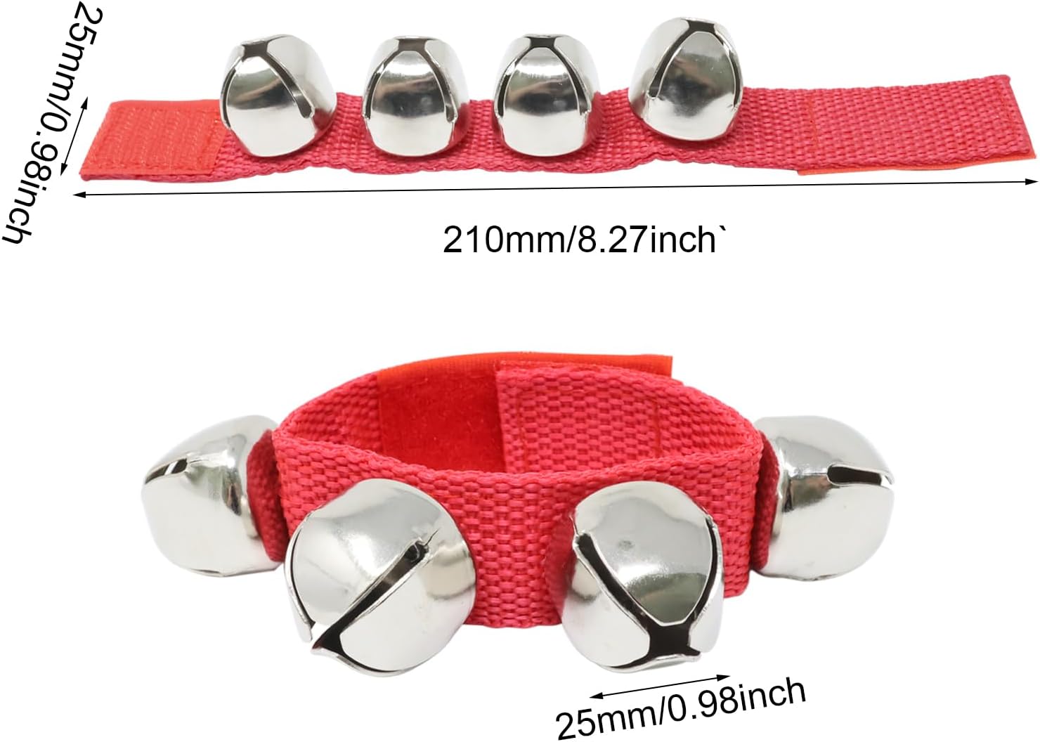 Honbay 4PCS Wrist Shaking Jingle Bells Christmas Hand Bells Adjustable Music Jingle Bells Instruments Gift for Party Favors or School Performance (Red and Green) - Image 2