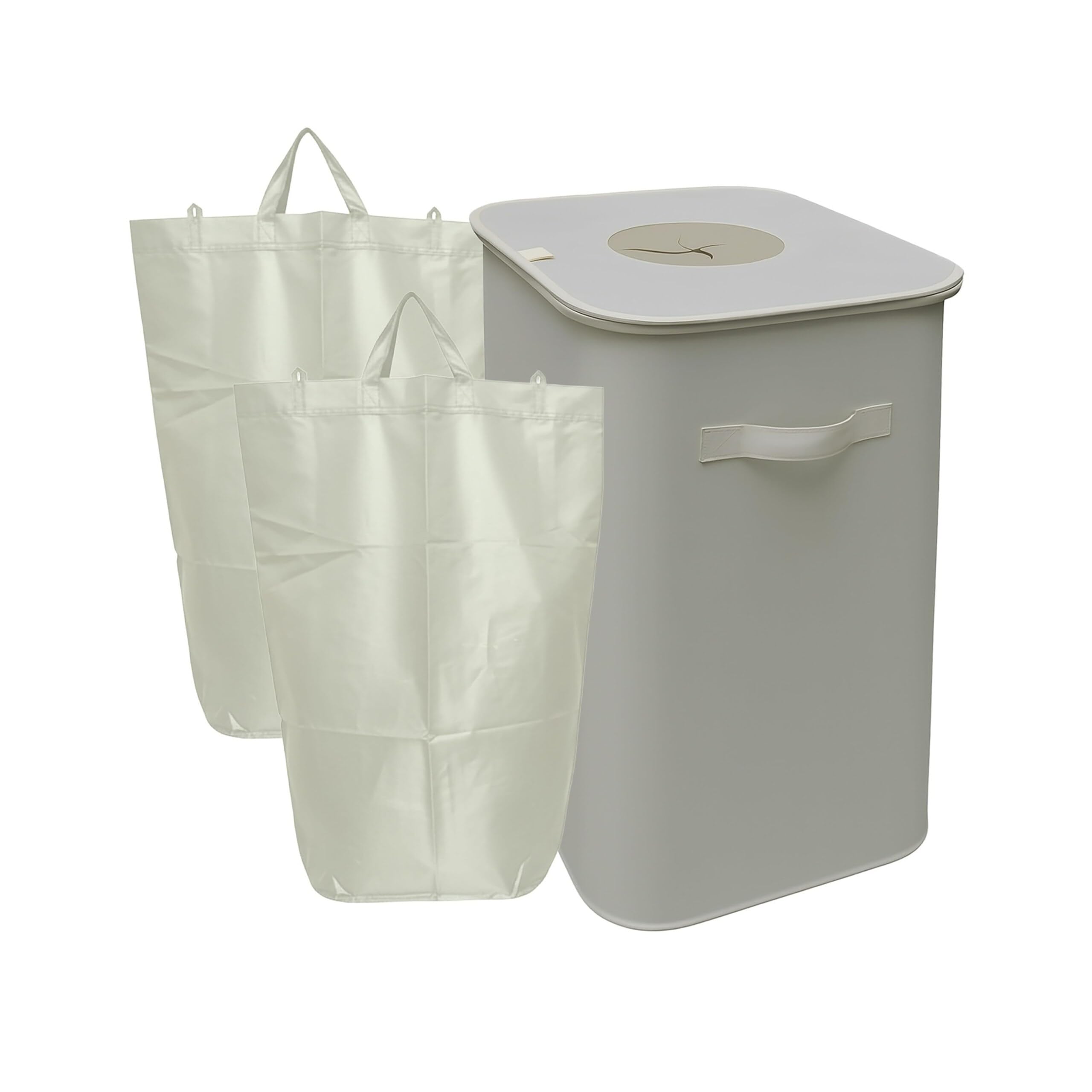 Relaxdays Conteneur de Collecte de Bouteilles 100 L, 2 Sacs, étanche, Beige 70x43x33 cm