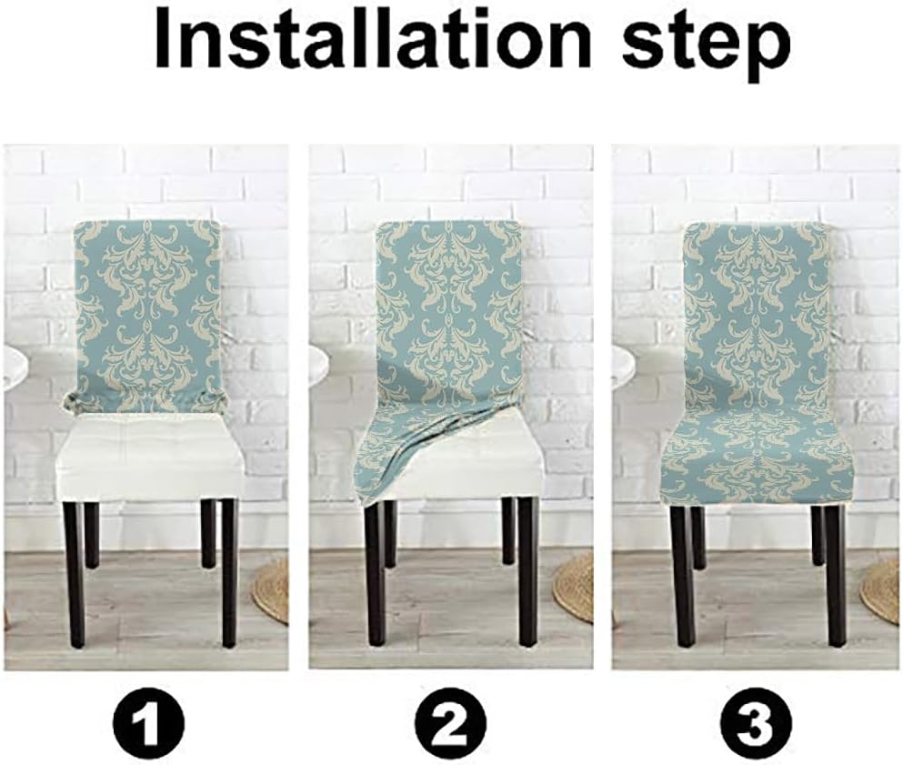 Mrcrypos Vintage Floral Dining Chair Covers Set of 4 Stretch Spandex Removable Washable Kitchen Chair Protector Slipcovers for Living Room,Ceremony,Restaurant,Party