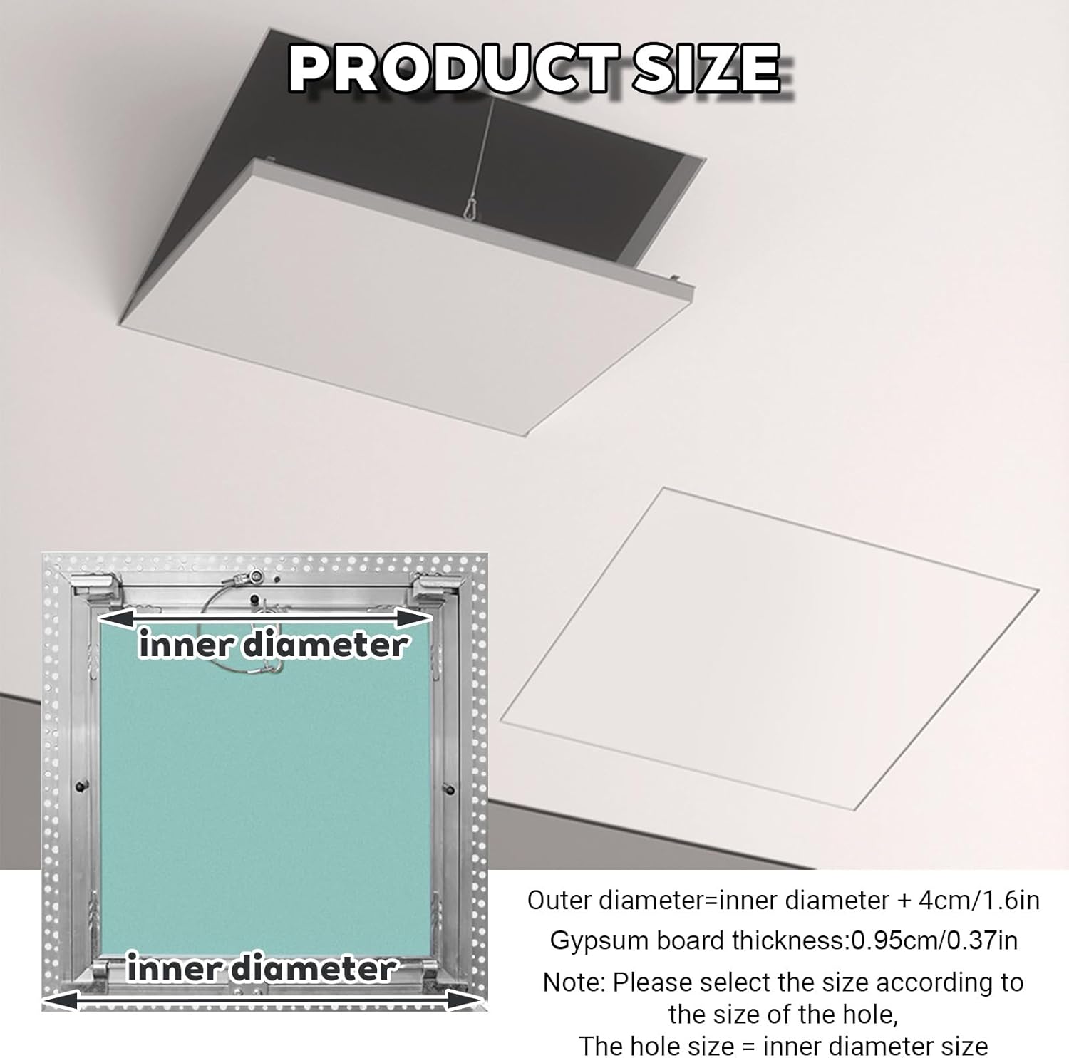 Aluminum Ceiling Access Panel for Drywall with Hinge,Paintable Plumbing Door Cover,Concealed Plumbing Cables Access Doors,Self Adhesive for Drywall