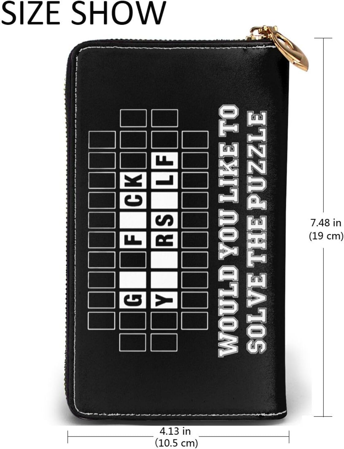 Hilarious Fortune Wheel Go Fuck Yourself Graphic Long Leather Clutch Wallet with Dual-Sided Print - Storage bag (12 Card Slots, Zippered Coin Pocket)