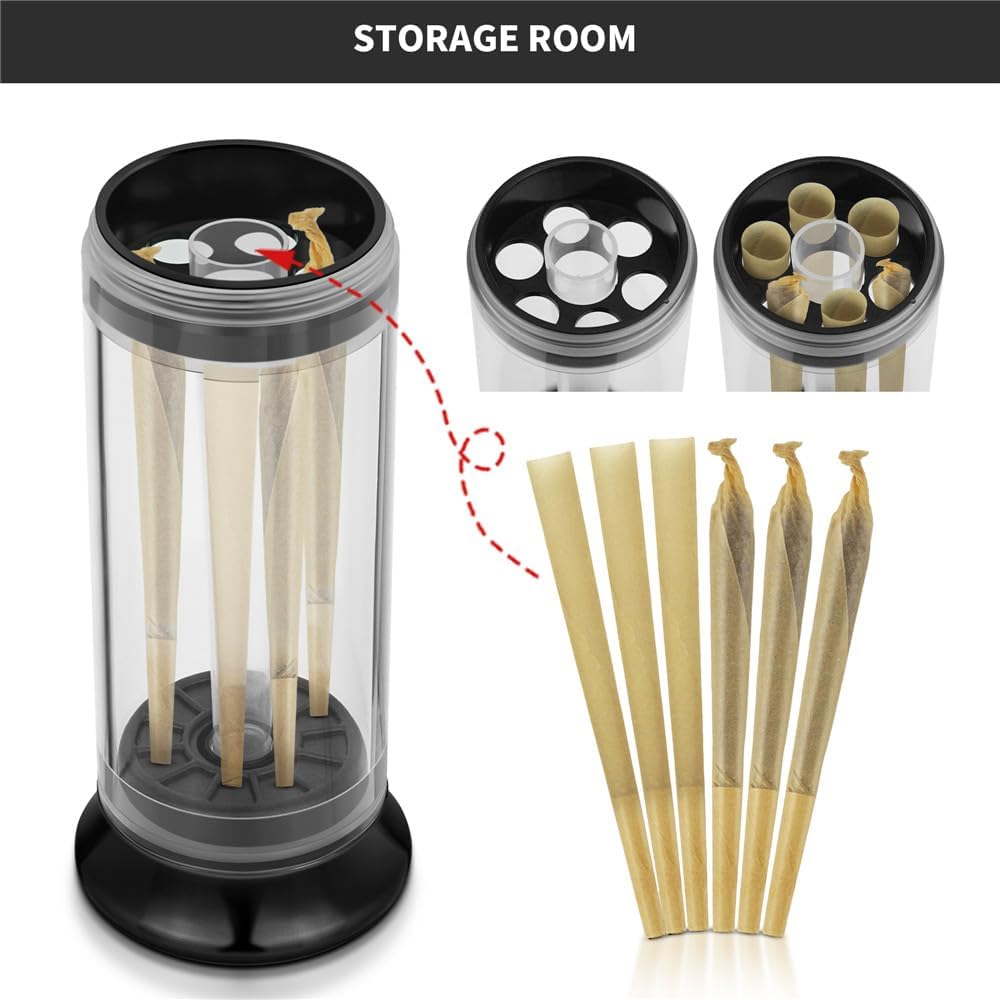 3-in-1 Spice Grinder Hand Crank Loader Roller Crusher Filler Flower Buds Milling Grinding Storage with Magnetic Lid