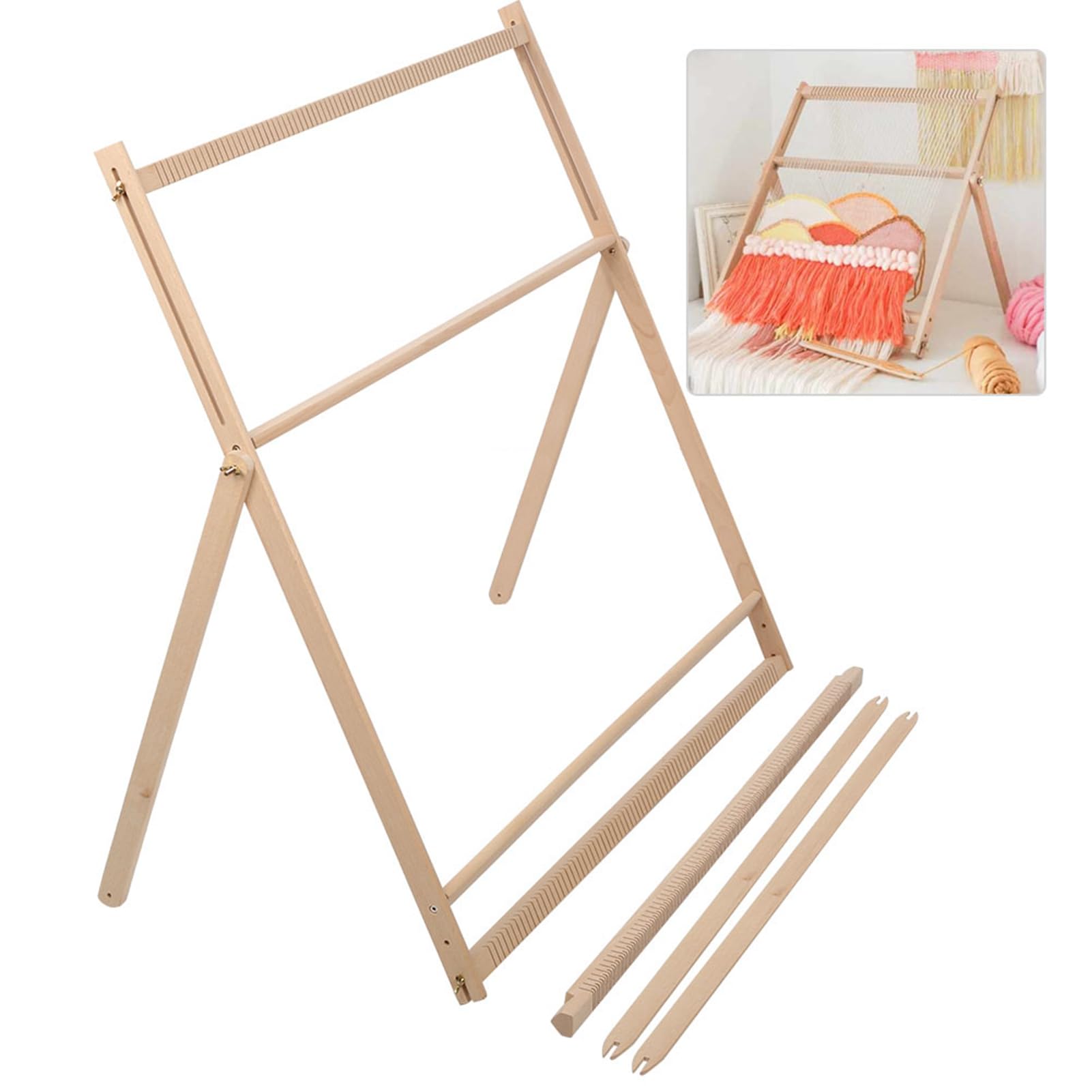 Kit Telaio per Tessitura Extra Large in Legno, Telaio Regolabile per Macchina per Maglieria a Mano per Adulti e Bambini, Set di Arazzi Fai da Te con Viti in Metallo, Strumento per Tessitura