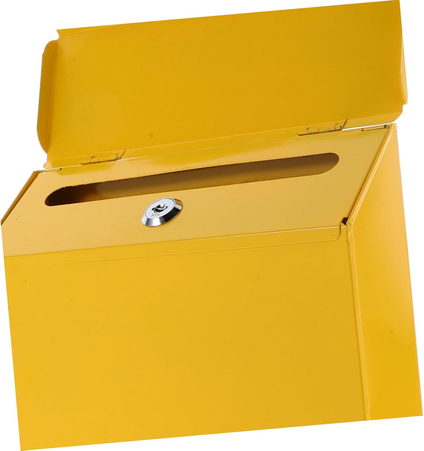 European Style Decorative Iron Mailbox Post Box with Letter Slot Secure Complaint and Suggestion Box Polished Surface for Indoor and Outdoor Use Stylish Yellow Finish