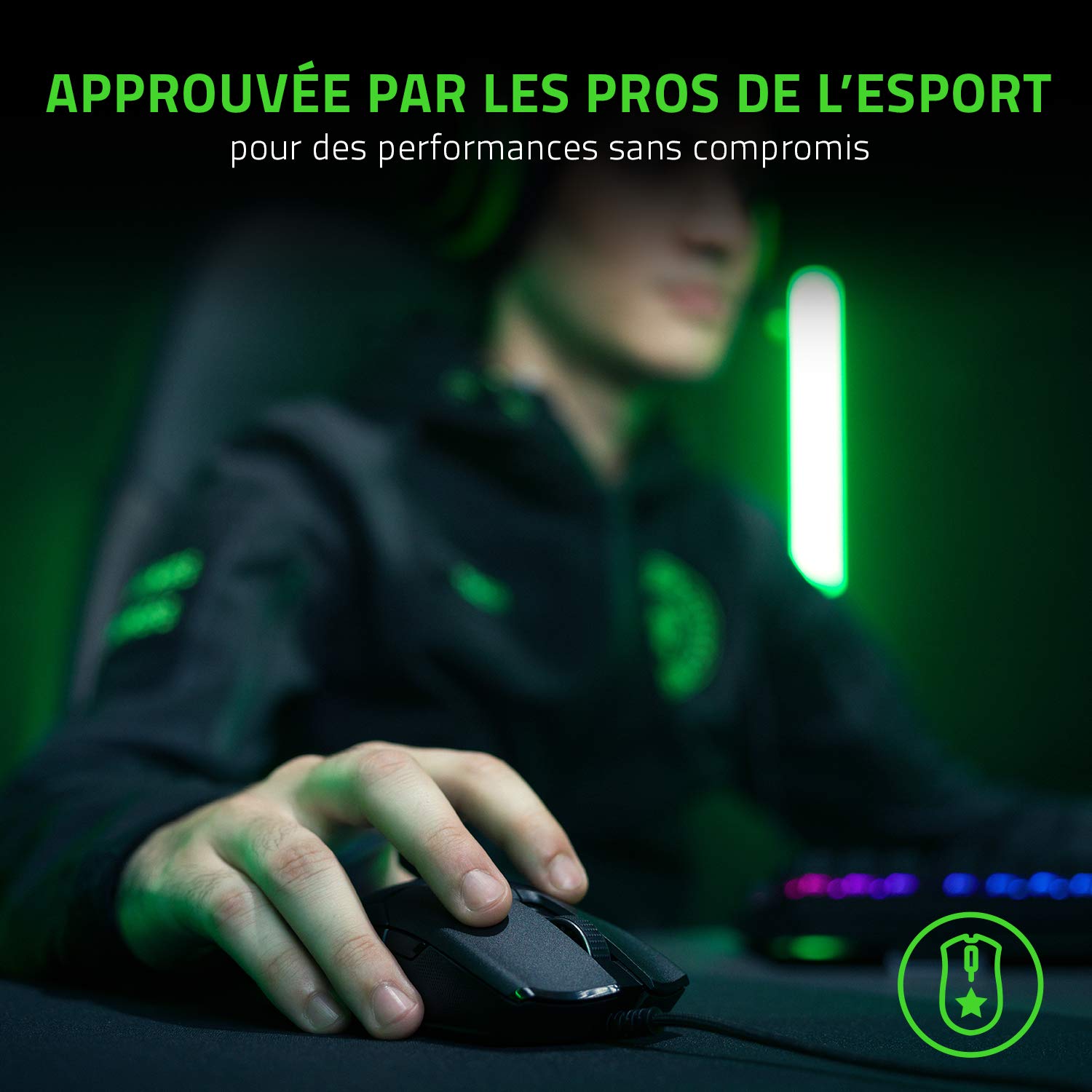 Razer Viper 8K Hz - Souris Gaming Ambidextre avec Technologie sans Fil HyperPolling 8 000 Hz (Capteur Optique 20K DPI, Interrupteur Optique de 2e-Gen, Design Léger de 71g) Noir