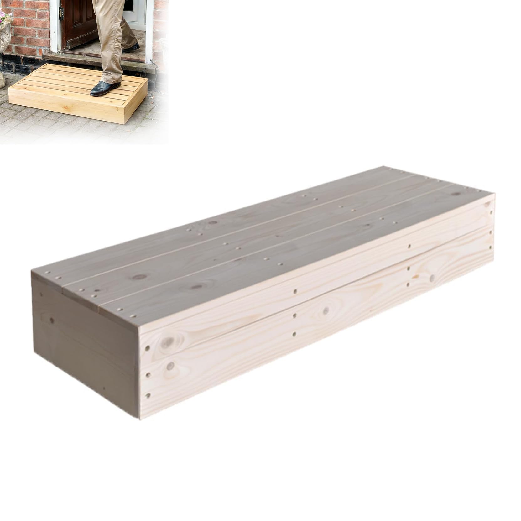 ZYNNEL door step for outside wooden, half step for Inside and Outside Use, wooden steps for garden, car steps for elderly with 200kg Capacity, platform block for Beds, Bathroom, Kitchen, Doorstep
