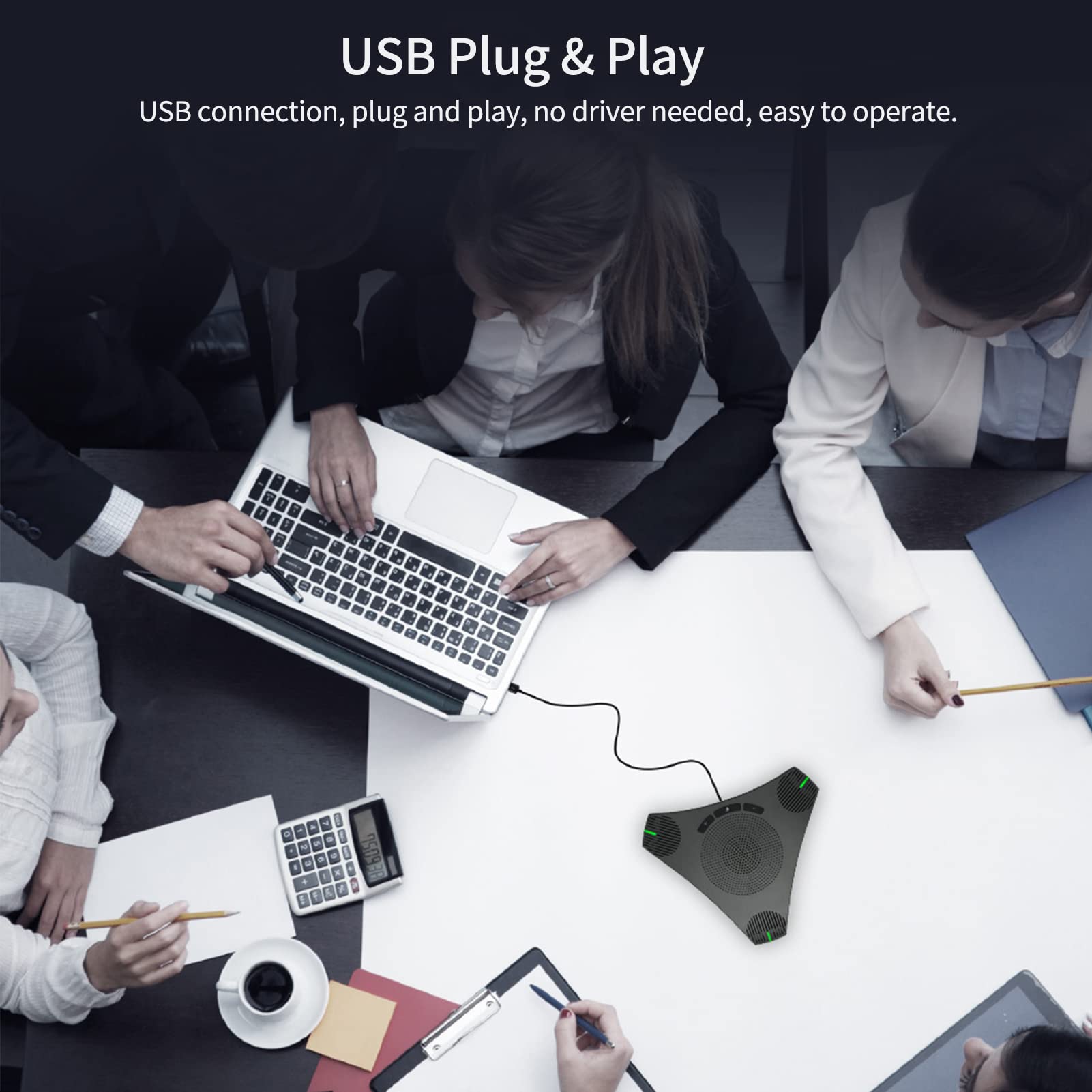 TFixol Głośnik USB, mikrofon konferencyjny, wielokierunkowy mikrofon komputerowy, odbiór głosu 360°, z klawiszem wyciszenia, do Skype/wideokonferencji, kursu online, transmisji na żywo, gier