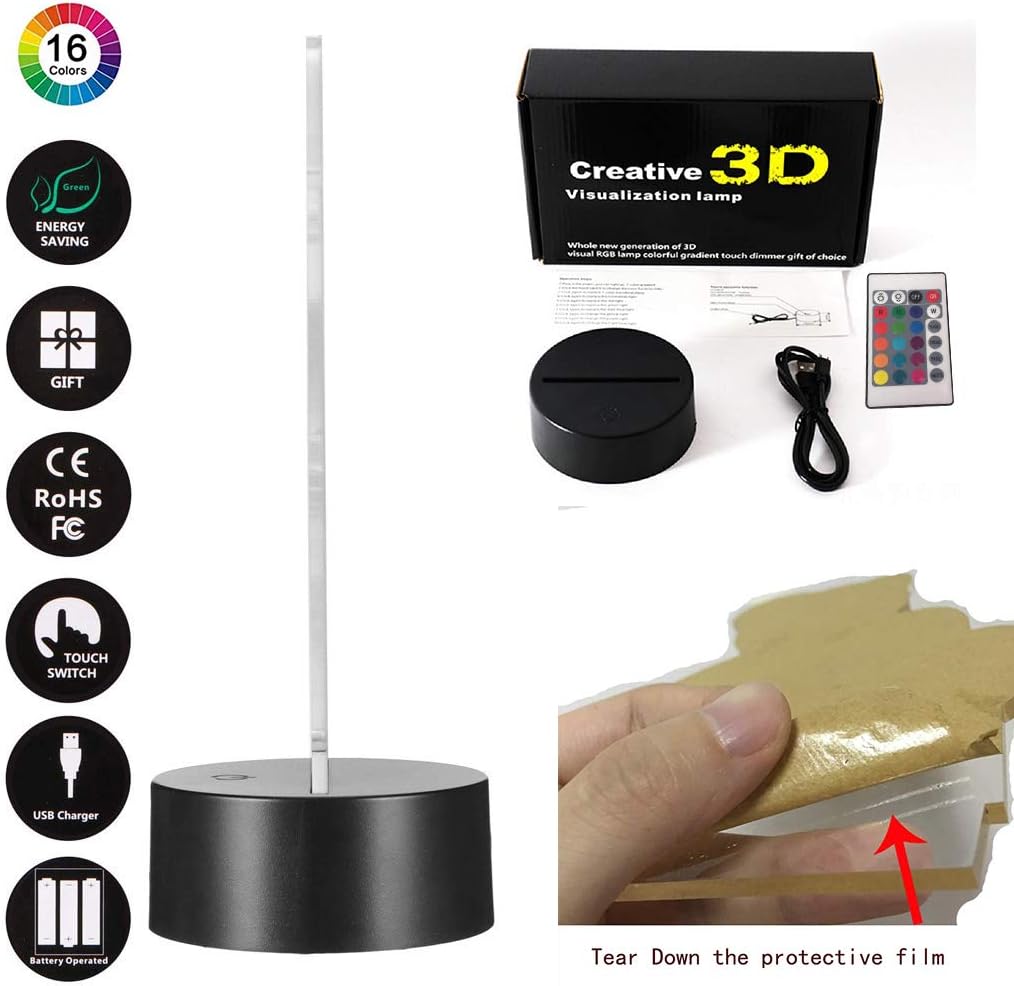 Groot 3D Night Light,Kids 7 Color Touching Decor Table Light,Optical Illusion 16 Colors Change with Remote Control Birthday Gifts for Baby Amazing Light (16 Colors with RF)