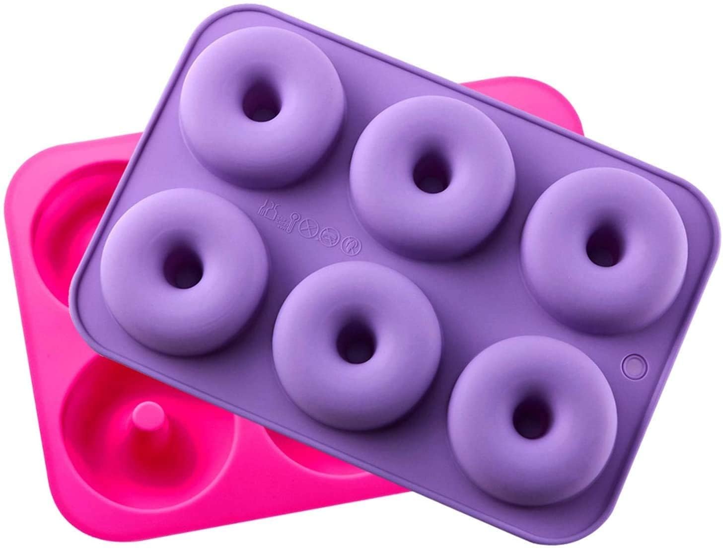 TP Incorp Donut Shape Mold I 3D Fondant Silicone Doughnuts Baking Tray I Muffin Cupcake Pan I Microwave or Oven Tray Safe I for Homemade DIY Biscuit, Chocolate, Muffins, Jelly, Bagels - 6 Cavity