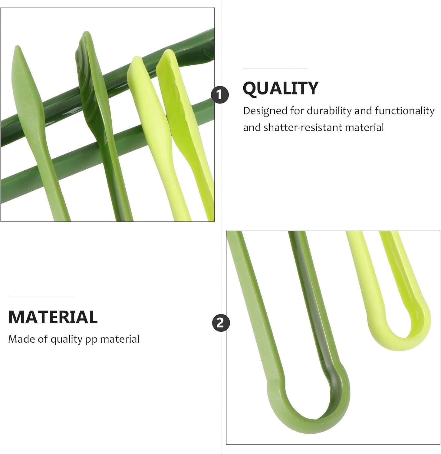 3 Pcs Plastic Food Serving Tongs Set PP Green for Buffet